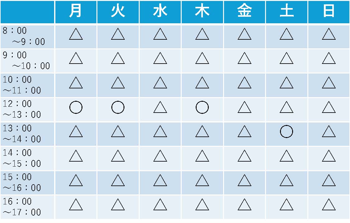 2024年7月の空き状況です